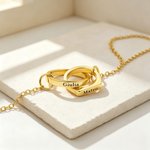 Personalised Two Linked Circle Exquisite Necklace with Engraved Name Anniversary Birthday Gift for Women Best Friends