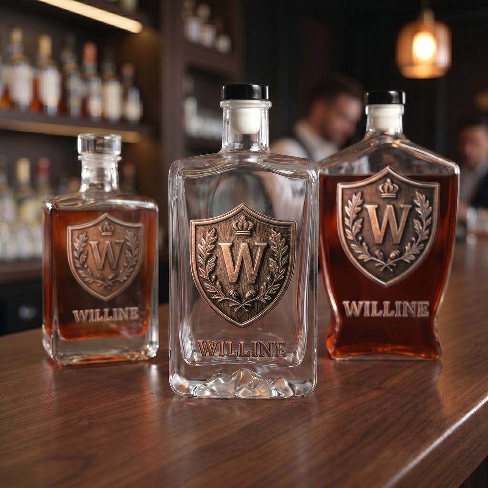 Personalised Initial Shield Emblem Whisky Decanter with Name Birthday Anniversary Gift for Liquor Lover 3