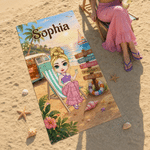 Personalized Cartoon Character Vacation Camping Quick Dry Oversized Beach Towel with Name Summer Vacation Birthday Gift for Family Friends