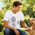 Personalized Multicolour 1-6 Pet Paw Prints 100% Cotton T-shirt with Name Daily Wear Pet Party Birthday Gift for Dog Cat Dad Pet Owners