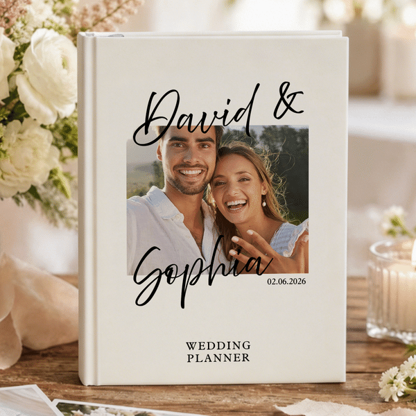 Personalised Multicolour Photo Wedding Planner Notebook with 100 Sheets Daily Use Anniversary Wedding Gift for Best Friend Bride