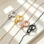 Personalised Two Linked Circle Exquisite Necklace with Engraved Name Anniversary Birthday Gift for Women Best Friends
