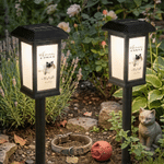 Gepersonaliseerde tuinlamp op zonne-energie met foto van een pootafdruk in aquarelstijl en naam – tuindecoratie, herdenkings- en troostcadeau voor dierenliefhebbers
