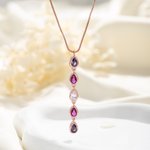 Personalised 1-6 Teardrop Family Birthstones Necklace Dainty Jewellery Mother's Day Birthday Gift for Woman Mum Gran