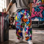 Personalisierte Pyjamahose im Graffiti-Stil mit Herzmotiv buntem Namen und Kordelzug Alltagskleidung Geburtstag Geschenk für Familie Kinder