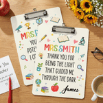 Personalized Teacher Theme Acrylic Clipboard with Name and Text School Supplies Teacher Appreciation Week Teacher's Day Gift for Teacher