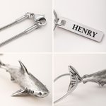 Personalized Realistic Shark Necklace with Name Daily Wear Birthday Anniversary Gift for Shark Lover Diving Lover Surf Lover