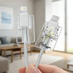 Personalized Birth Flower Set of 2 Acrylic Cable Protector with Name for iPhone Type-C Daily Use Birthday Gift for Besties Family Friends