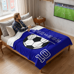 Personalised Football Soft Throw Blanket with Name and Number Home Decor Birthday Gift for Friends Family Football Players