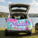Personlig, färgglad strandhandduk med blommönster, snabbtorkande, i stor storlek och med magnetfäste – med namn – perfekt som present till kvinnor till sommarsemestern, poolfesten eller födelsedagen
