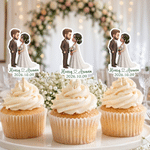 Personalized Cartoon Photo Waterproof Stickers with Name and Date Romantic Favor Label Anniversary Wedding Party Decor for Bride Groom