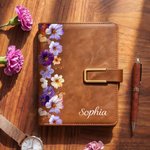 Personalised Birth Flower PU Leather A5 Notebook with Name Daily Office Use Appreciation Birthday Gift for Teachers Colleagues Friends