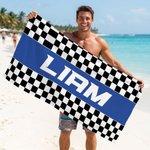 Personlig Checkered Racing Flag Quick Dry Oversized Strandhandduk med namn Semester Game Day Födelsedagspresent för Motorsportälskare