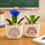Personalised Teach Love Watch Them Grow Rainbow Glass Tulip Potted Plants with Text Desk Office Shelf Decor Back to School Gift for Teacher