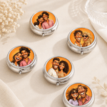 Personalised Retro Cartoon American Comic Style Mini Pill Case Pill Box with Mirror and Three Compartments Birthday Gift for Family Friend