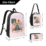 Personalized Cartoon Character Back View Backpack Lunch Bag Pencil Case Set with Name Daily Use Back to School Gift for Girl Boy