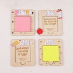 Personalised Apple Pencil Wood Sticky Note Holder Set with Title and Surname Appreciation Back to School Season Gift for Teacher