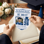 Personalized Gazette Graduation Photo Class of 2026 Greeting Card with Name and Text Graduation Party Gift for Graduates