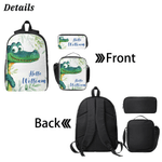 Personalised Cute Animal Say Hello  Multicolour Backpack Lunch Bag Pencil Case Set with Name Back to School Birthday Gift for Student