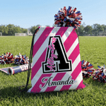 Personalised Striped Design Waterproof Wear-Resistant Drawstring Bag with Name Daily Use Game Day Gift for Sports Lovers