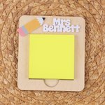 Personalised Apple Pencil Wood Sticky Note Holder Set with Title and Surname Appreciation Back to School Season Gift for Teacher