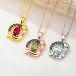 Personalized Birthstone Graduation Cap Commemorate Necklace with School Name and Year Graduation Ceremony Birthday Gift for Graduates Girls