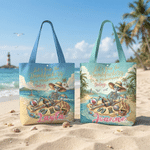 Personalized Retro Style Sandbeach Skull Durable Canvas Tote Bag with Name Beach Party Summer Vacation Birthday Gift for Girl Boy