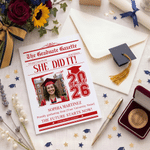 Personalized Gazette Graduation Photo Class of 2026 Greeting Card with Name and Text Graduation Party Gift for Graduates