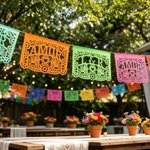 Personalized Mexican Fiesta Amor Papel Picado Banner Set of 10 with Text Party Decoration Wedding Birthday Cinco De Mayo Gift for Party Planners Hosts