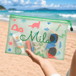Personalized Multi-Color Sea Creature Pattern PVC Beach Bag with Name Daily Use Birthday Gift for Family Friends