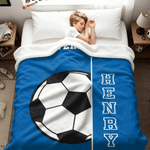 Personalised Football Soft Throw Blanket with Name and Number Home Decor Birthday Gift for Friends Family Football Players