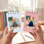 Personalised Cartoon Character Back View Spiral Kid Notebook with Name Daily Use Birthday Back to School Gift for Boy Girl