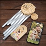 Personalised Flower Butterfly Photo Wood Wind Chime with Name and Date Memorial Sympathy Pet Loss Gift for Pet Owner Pet Lover