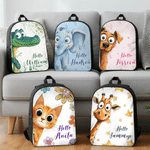 Personalised Cute Animal Say Hello  Multicolour Backpack Lunch Bag Pencil Case Set with Name Back to School Birthday Gift for Student