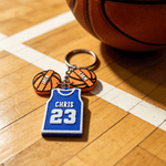 Personalised 3D Printed Jersey Basketball PLA Keychain with Name and Number Daily Use Birthday Gift for Basketball Lover