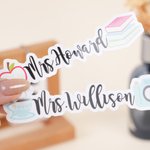 Personalised Apple Books Rainbow Teacher Elements Text Waterproof Stickers Celebration Teacher's Day Back to School Gift for Teacher