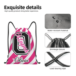 Personalised Striped Design Waterproof Wear-Resistant Drawstring Bag with Name Daily Use Game Day Gift for Sports Lovers