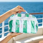 Personalised Multicolour Striped Plaid PVC Makeup Toiletry Bag with Name Daily Travel Use Wedding Gift for Women Friends Bridesmaids