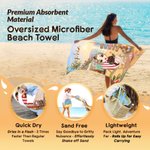 Personalized Cartoon Character Vacation Camping Quick Dry Oversized Beach Towel with Name Summer Vacation Birthday Gift for Family Friends