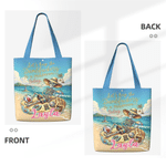Personalized Retro Style Sandbeach Skull Durable Canvas Tote Bag with Name Beach Party Summer Vacation Birthday Gift for Girl Boy