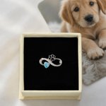 Personalized Cute Paw Print Heart Birthstone Infinity Ring with Text Minimalist Jewelry Birthday Anniversary Gift for Pet Lovers Pet Owners