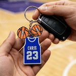 Personalised 3D Printed Jersey Basketball PLA Keychain with Name and Number Daily Use Birthday Gift for Basketball Lover