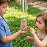 Personalised Flower Butterfly Photo Wood Wind Chime with Name and Date Memorial Sympathy Pet Loss Gift for Pet Owner Pet Lover