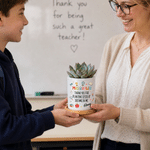 Personalised Teacher Theme Design Name Ceramic Plant Pot with Bamboo Base Daily Use Thank You Gift for Teachers