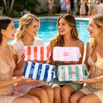 Personalised Multicolour Striped Plaid PVC Makeup Toiletry Bag with Name Daily Travel Use Wedding Gift for Women Friends Bridesmaids