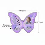Personalized Photo Glitter Butterfly Flower Brooch Pin with Name and Time Memorial Sympathy Gift for Family Friends