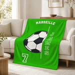 Personalised Football Soft Throw Blanket with Name and Number Home Decor Birthday Gift for Friends Family Football Players