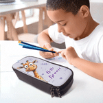 Personalized Cute Animal Says Hello Durable Pencil Case with Name Back to School Birthday Gift for Boys Girls Students