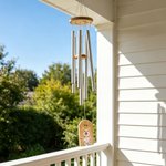 Personalised Flower Butterfly Photo Wood Wind Chime with Name and Date Memorial Sympathy Pet Loss Gift for Pet Owner Pet Lover