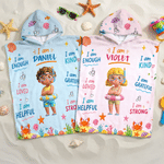 Personalized Cute Cartoon Diving Character Soft Quick Dry Hooded Beach Towel with Name Summer Vacation Travel Essentials Gift for Kids Family
